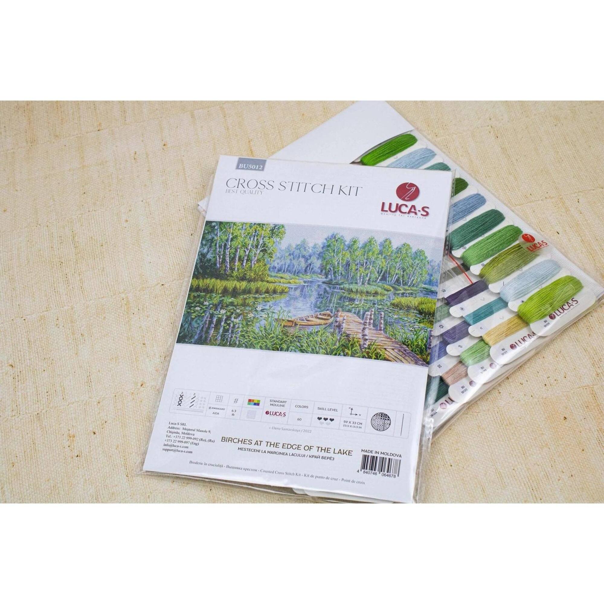 Luca-S Birches at the Edge of the Lake Counted Cross Stitch Kit